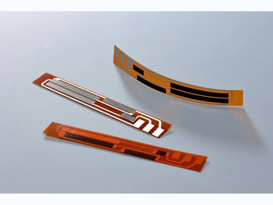 Company-supplied product photograph of a PI flexible thick film resistor circuit