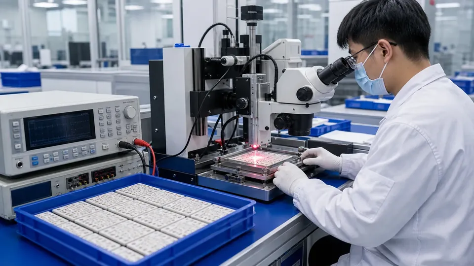 Laser trimming and electrical testing for alumina thick film resistor circuits